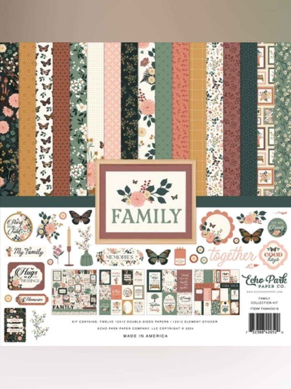 Echo Park "Family" 12x12 Scrapbook Paper & Sticker Kit 🌸
